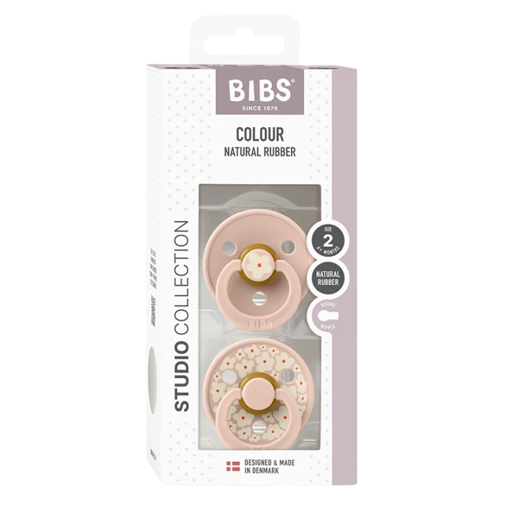 BIBS Pacifier Studio Colour Jasmine Latex Size 2 Blush Mix 2-pack Bibs
