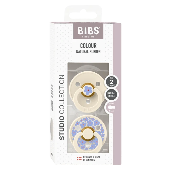 BIBS Pacifier Studio Colour Jasmine Latex Size 2 Ivory Mix 2-pack Bibs