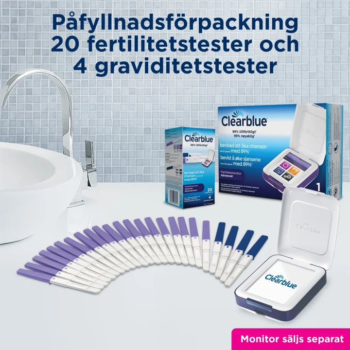 Clearblue 20 Ägglossningstester & 4 Graviditetstester till Clearblue Advanced Fertilitetsmonitor Clearblue