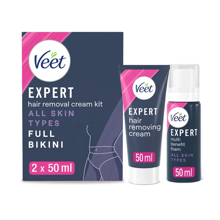 Veet Expert Hair Removal Cream Kit All Skin Types Full Bikini 2x50 ml Veet