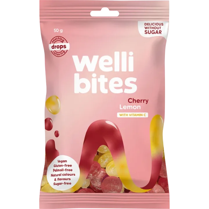 Wellibites Drops Cherry & Lemon Vitamin C 50 g Wellibites