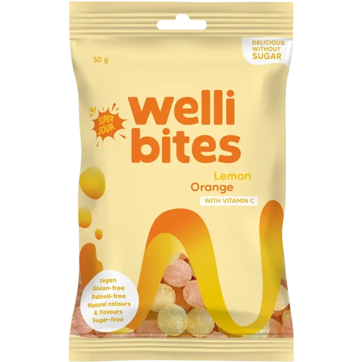 Wellibites Super Sour Lemon & Orange Vitamin C 50 g Wellibites