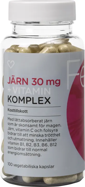Hjärtats Järn 30mg + Vitaminkomplex 100 st Hjärtats