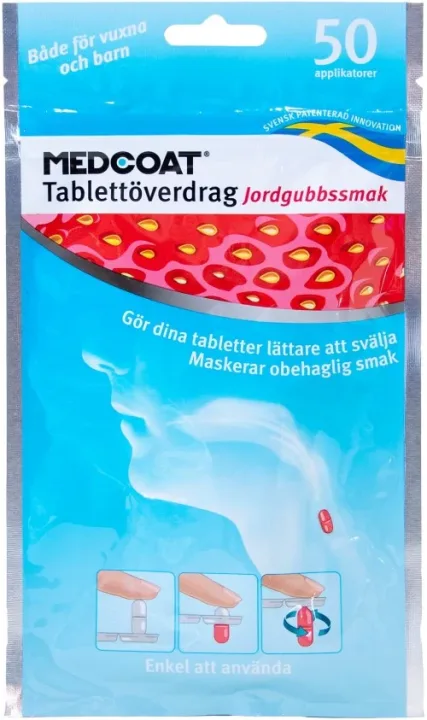 Medcoat Tablettöverdrag, Jordgubbsmak, 50 st Medcoat