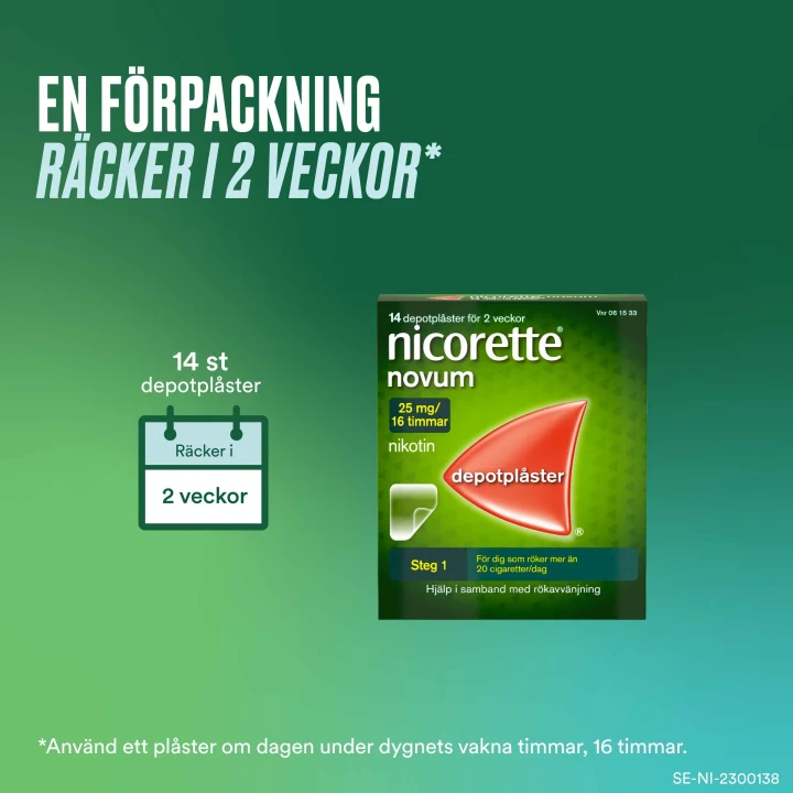 Nicorette Novum nikotinplåster 15 mg/16 timmar 14 st Nicorette