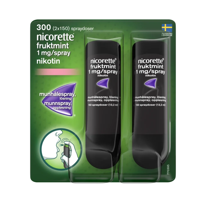Nicorette Fruktmint munhålespray 1 mg/spray 300 sprayningar Nicorette