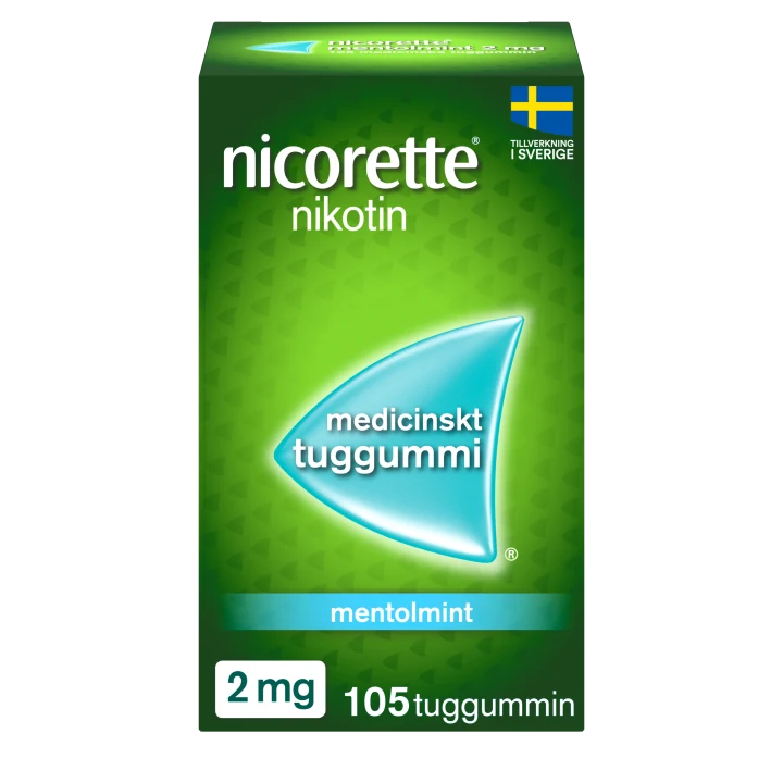 Nicorette Mentolmint medicinskt tuggummi 2 mg 105 st Nicorette