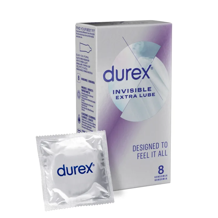Durex Invisible Extra Lube Kondomer 8 st Durex