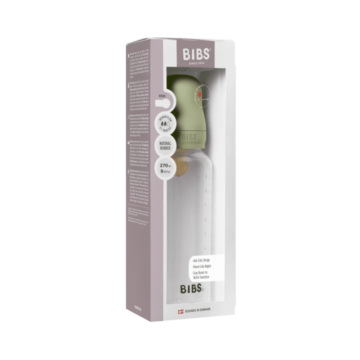 BIBS Baby Bottle Round Latex Medium Flow Sage 270 ml 1-pack Bibs