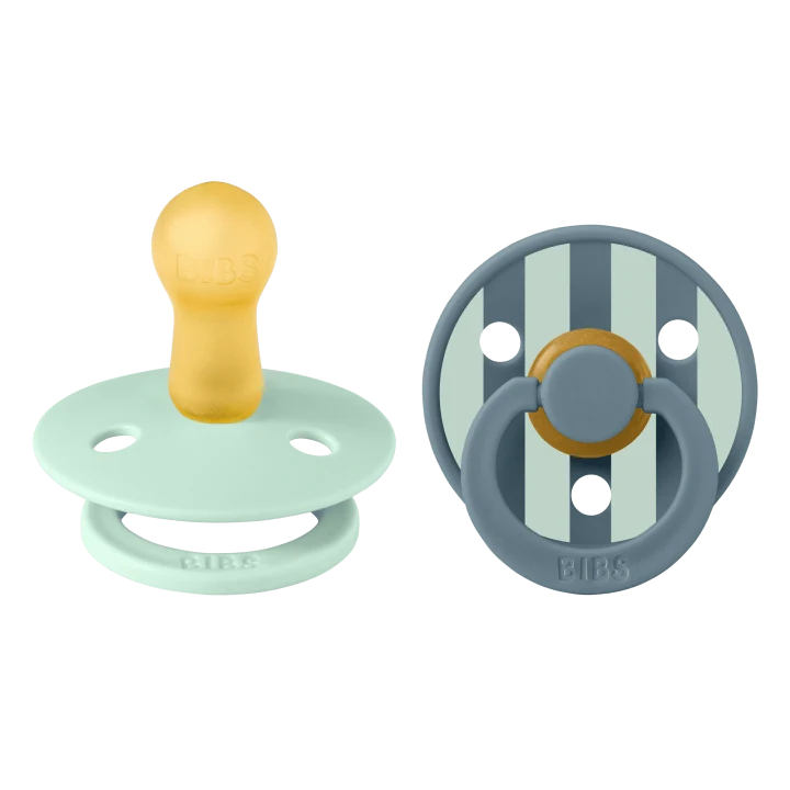 BIBS Pacifier Studio Colour Block Latex Size 2 Nordic Mint Petrol Mix 2-pack Bibs