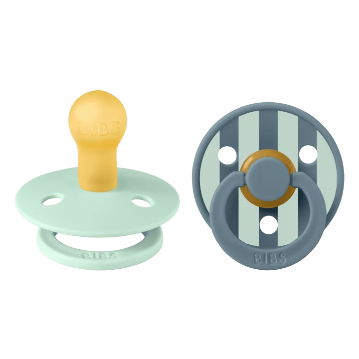 BIBS Pacifier Studio Colour Block Latex Size 1 Nordic Mint Petrol Mix 2-pack Bibs