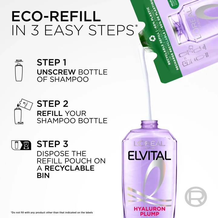 L'Oréal Paris Elvital Hyaluron Plump Shampoo Refill 500 ml LOreal Paris