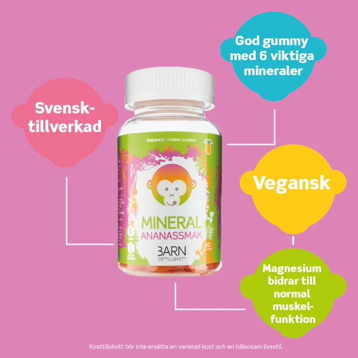 Monkids Mineral Magnesium Barn Ananas 60 st Monkids