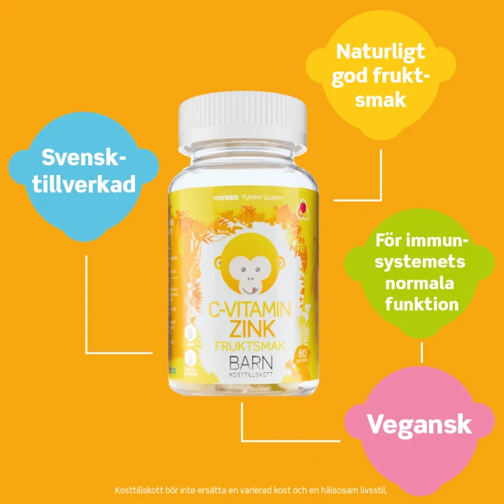 Monkids C-vitamin + Zink Fruktsmak 60 st Monkids