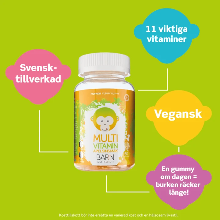 Monkids Multivitamin Barn Apelsin 60 st Monkids