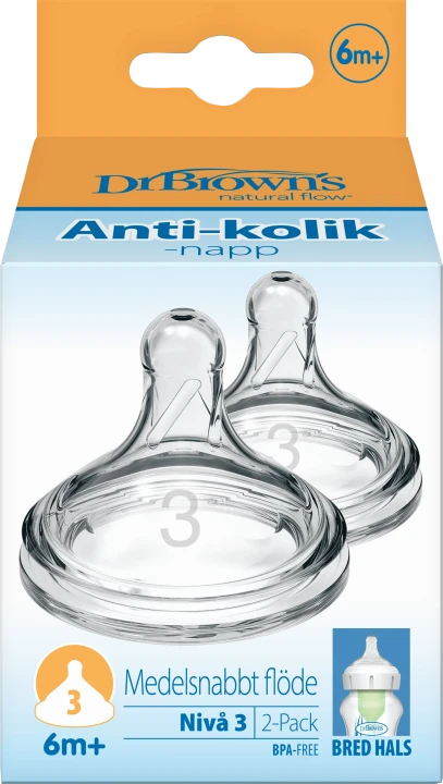 Dr Brown's Opt+ WideNeck Silikon Dinapp Strl 3 2st Dr Browns