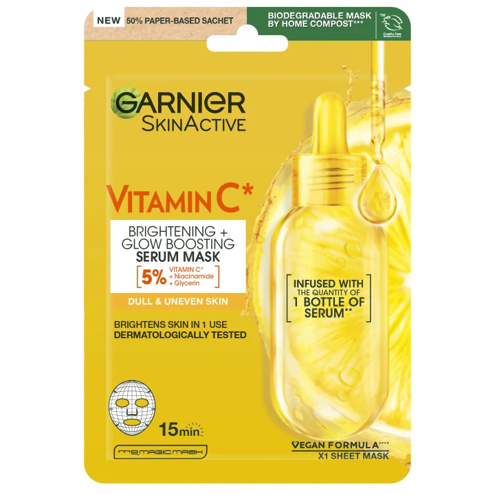 Garnier SkinActive Vitamin C Sheet Mask Super Hydrating + Brightening 28 g Garnier
