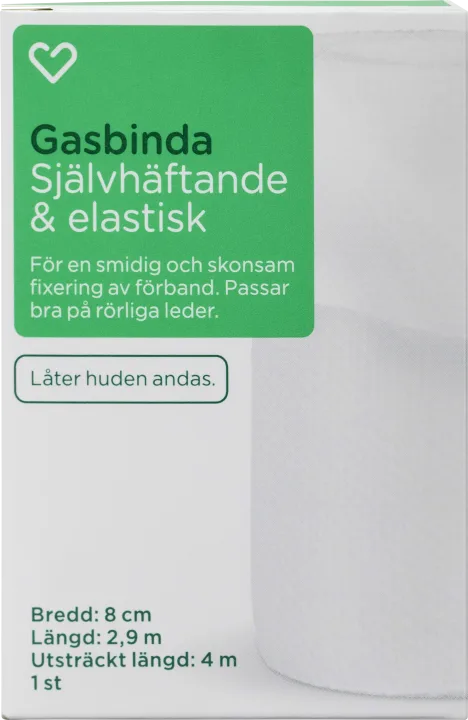 Hjärtats Gasbinda Självhäftande 8cm x 4m 1st Hjärtats