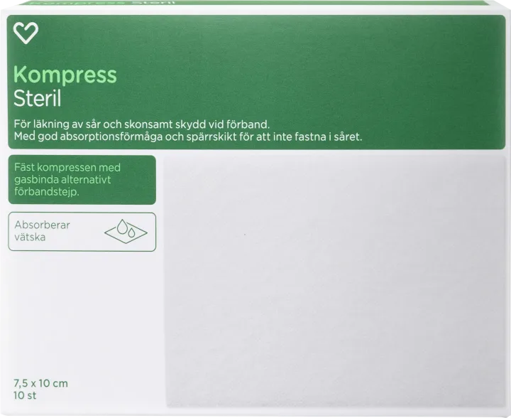 Hjärtats Kompress Steril 7,5cm x 10cm 10st Hjärtats