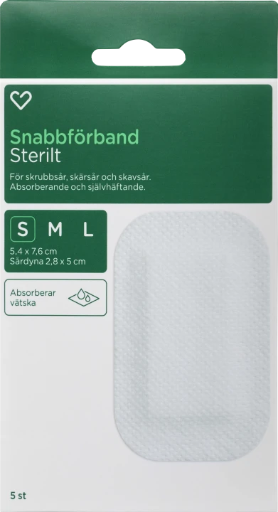 Hjärtats Snabbförband Sterilt 5,4cm x 7,6cm 5st Hjärtats