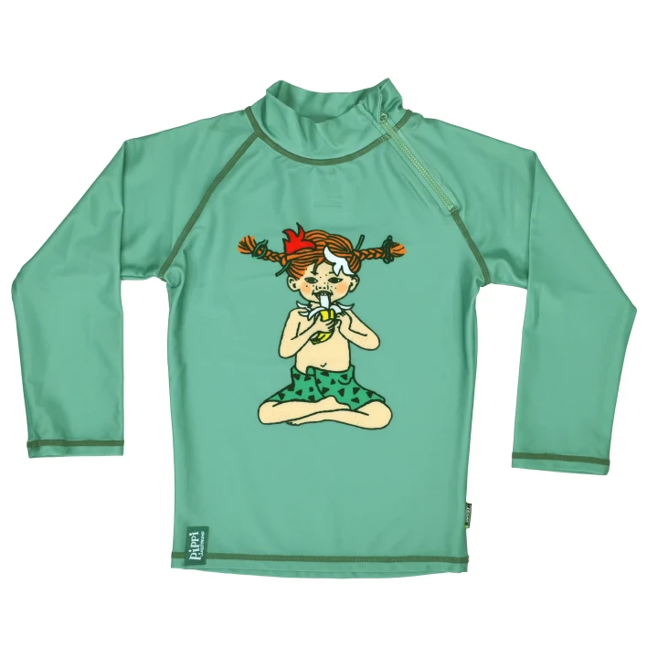 Swimpy UV-Tröja Pippi Söderhavet Grön 122-128 Swimpy