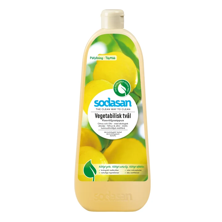 Sodasan Ekologisk Tvål Citrus & Oliv Refill 1000 ml Sodasan
