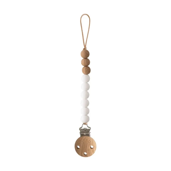 Mushie Pacifier Clip Eva White Mushie