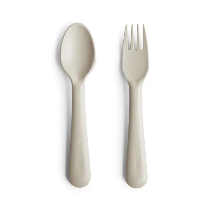 Mushie Fork & Spoon Ivory Mushie