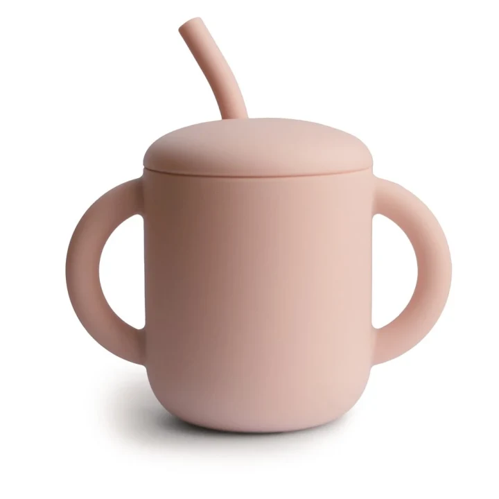 Mushie Silicone Training Cup + Straw 175 ml Blush Mushie