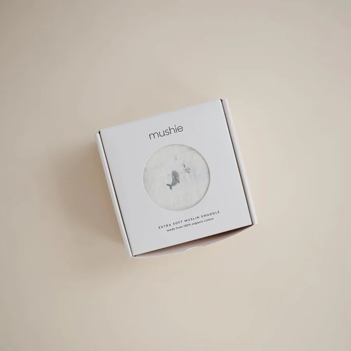 Mushie Muslin Swaddle Whales Mushie