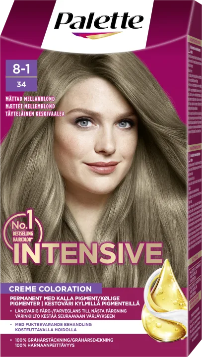 Palette Intensive Creme Coloration 8-1 Mättad Mellanblond Palette
