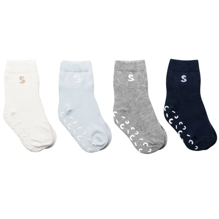 STUCKIES Strumpor i bomull (Anti-Slip) Wavy 4-pack 22/24 STUCKIES