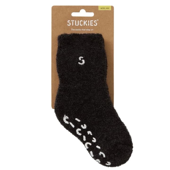 STUCKIES Teddy Strumpor i Ullmix (Anti-slip) Ash 1-pack Large 3-4 år STUCKIES