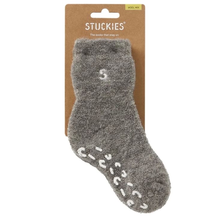 STUCKIES Teddy Strumpor i Ullmix (Anti-slip) Ash 1-pack Medium 2-3 år STUCKIES