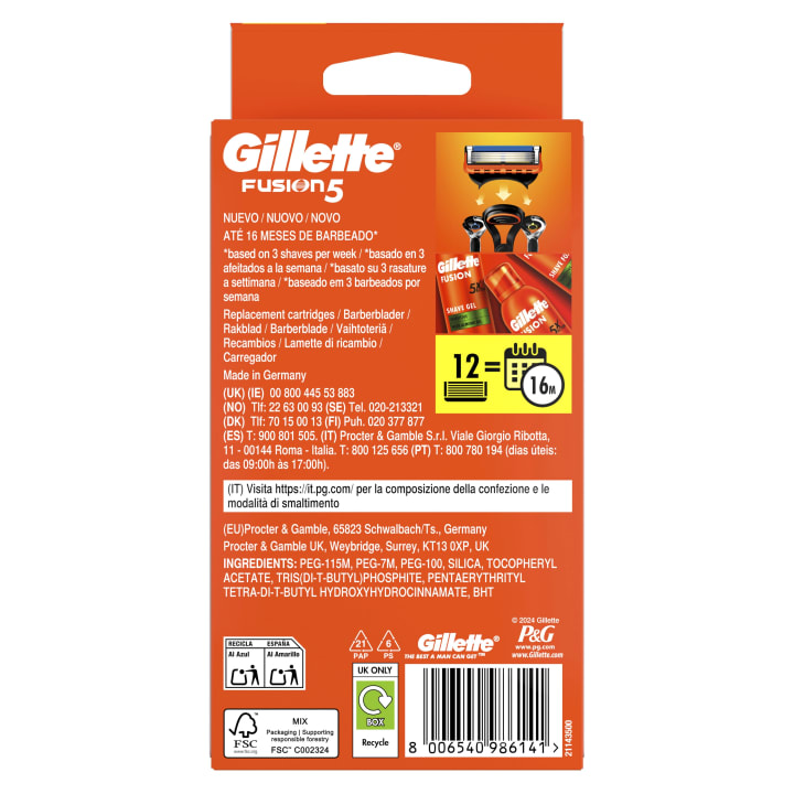 Gillette Fusion Manual Rakblad 12 st Gillette