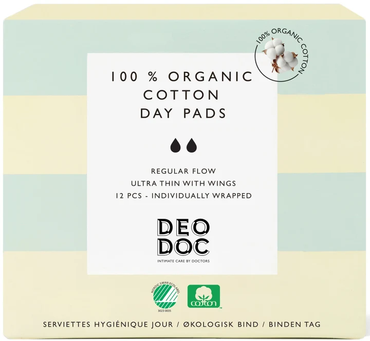 DeoDoc Organic Cotton Day Pad 12 st DeoDoc