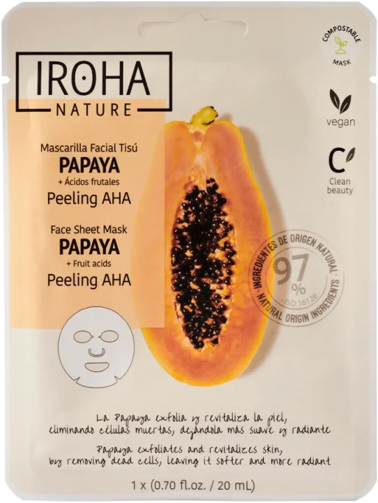 Iroha Nature Peeling AHA Papaya Face Sheet Mask 20 ml Iroha Nature