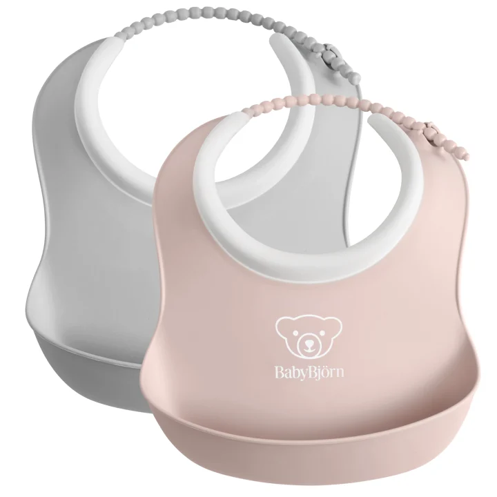 BabyBjörn Liten Haklapp Grå/Blekrosa 2 st Babybjörn