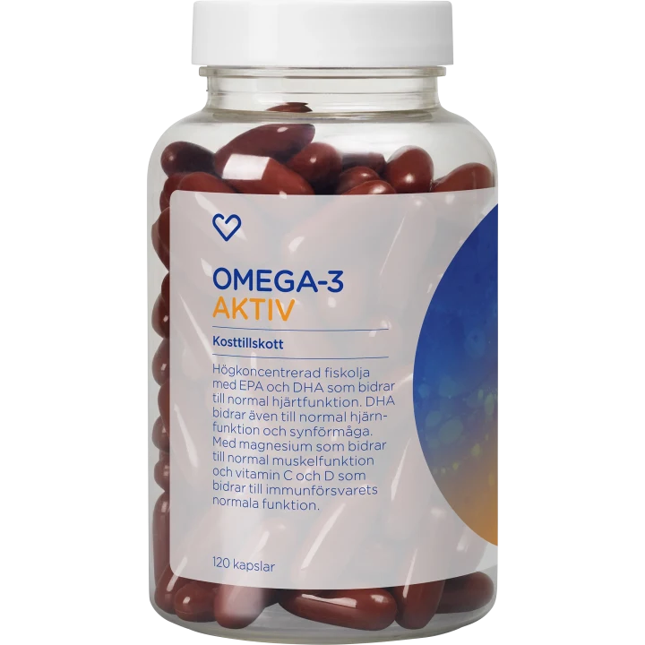 Hjärtats Omega-3 Aktiv Kapsel 120st Hjärtats