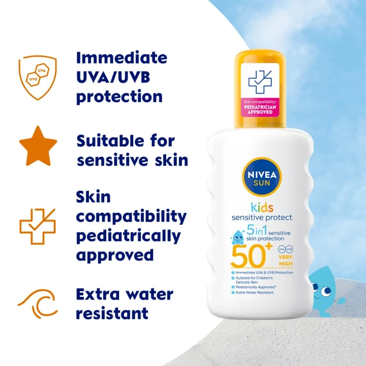 Nivea Sun Kids Sensitive Protect & Play Sun Spray SPF 50+, 200 ml Nivea