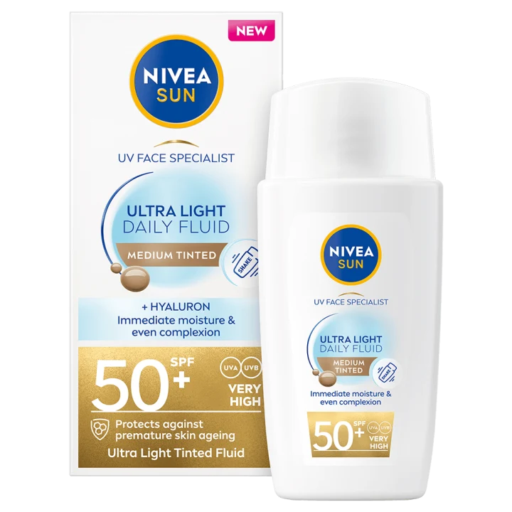 Nivea Sun UV Face Ultra Light Daily Fluid Tinted SPF 50+ 40 ml Medium Nivea