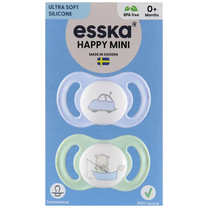 ESSKA Happy Mini 0+m Silikon Blå 2-pack Esska