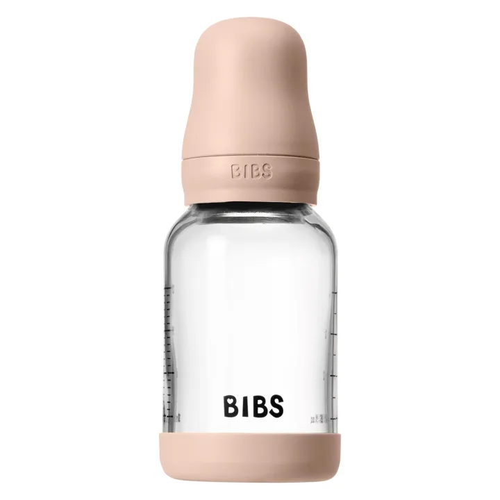 BIBS Glass Baby Bottle Round Latex Slow Flow 120 ml Blush Bibs