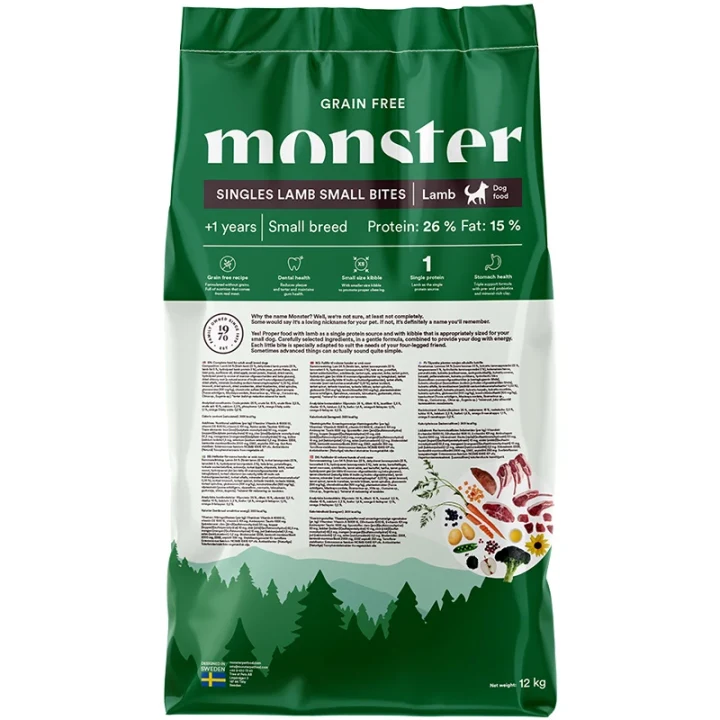 Monster Dog Grain Free Singles Lamb Small Bites 12 kg Monster