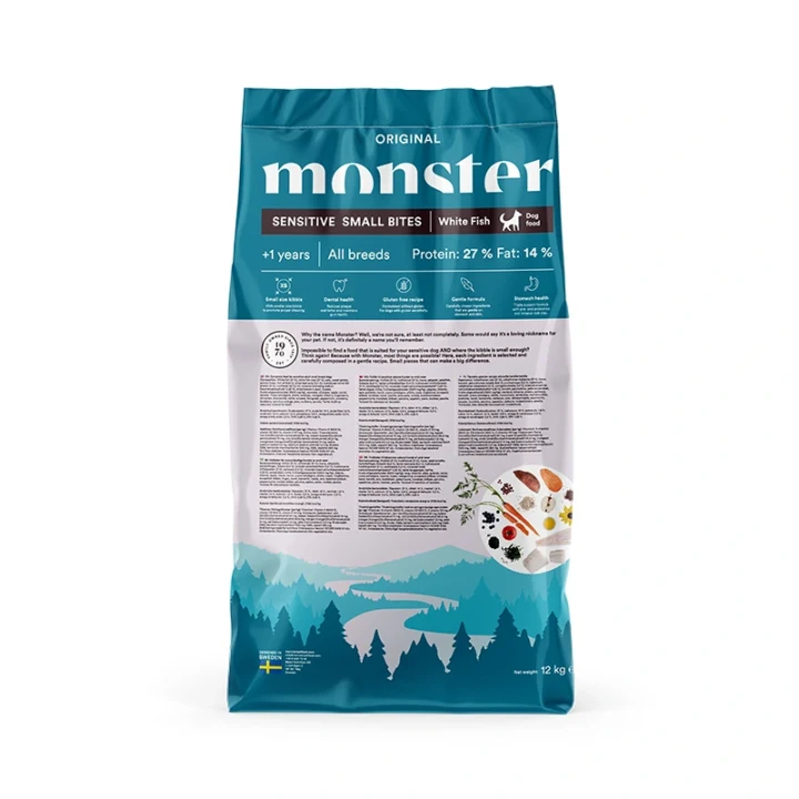 Monster Dog Original Sensitive White Fish Small Bites 12 kg Monster