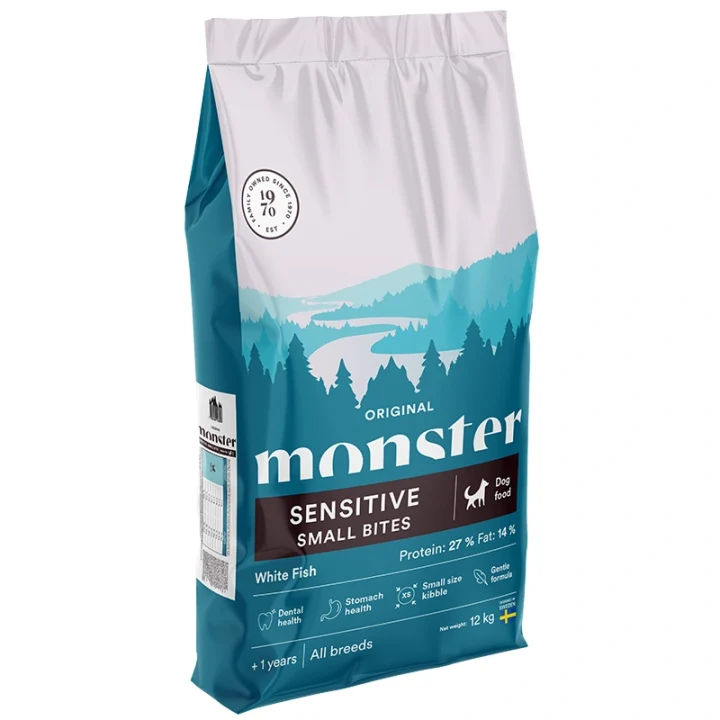 Monster Dog Original Sensitive White Fish Small Bites 12 kg Monster