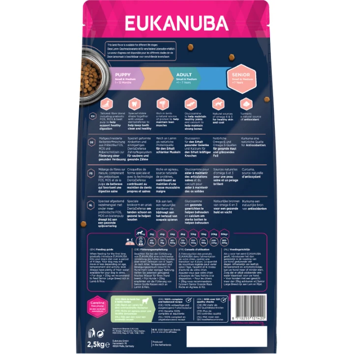 Eukanuba Dog Senior Small/Medium Lamb & Rice 2,5 kg eukanuba