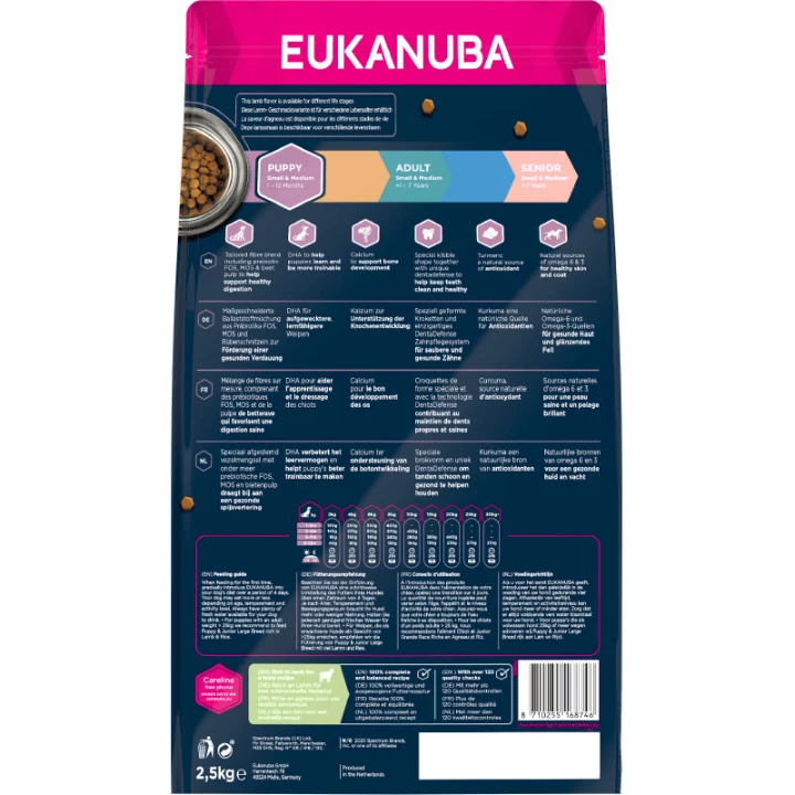 Eukanuba Dog Puppy Small/Medium Lamb & Rice 2,5 kg eukanuba