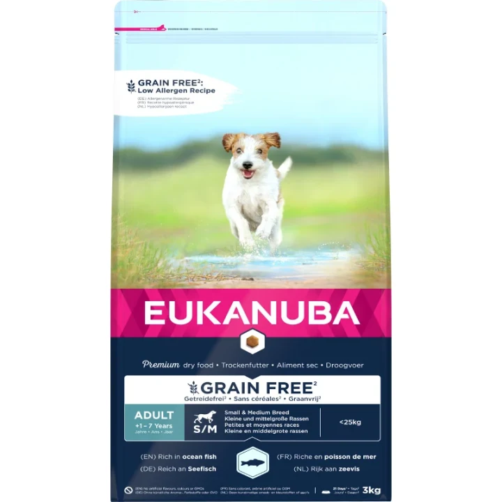 Eukanuba Dog Grain Free Adult Small/Medium Ocean Fish 3 kg eukanuba