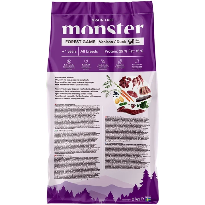 Monster Dog Grain Free Forest Game Venison/Duck 2 kg Monster